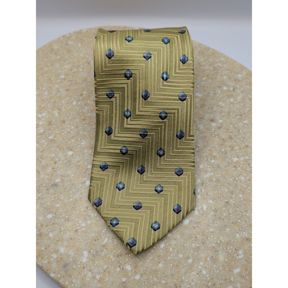 Mens Vintage Ermenegildo Zegna classic 100% all silk luxury geometric neck tie